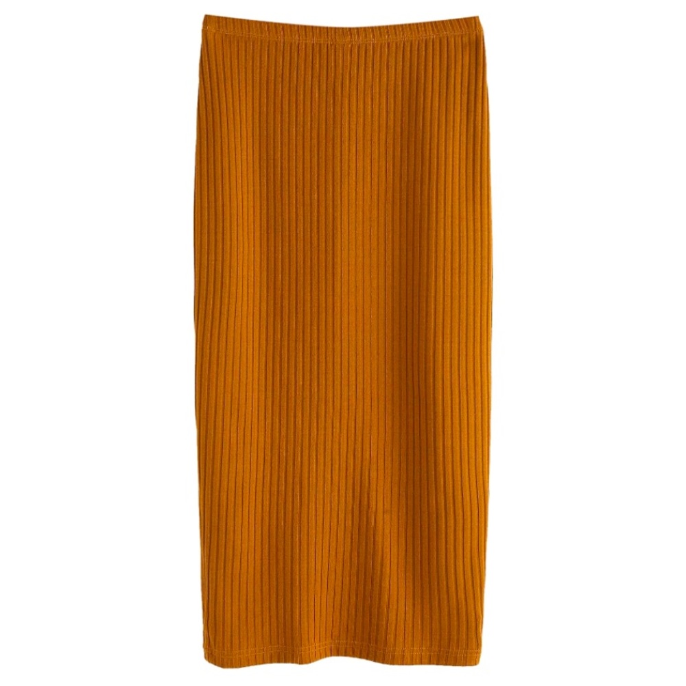 Used Camel Basic Plain Stretchy Ribbed Knit Split… - image 2